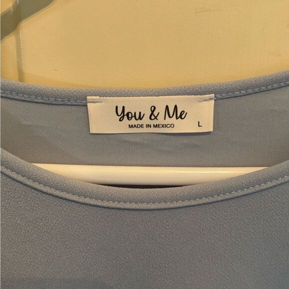 Anthropologie You & Me Light Blue Blouse with Delicate Trim - Picture 3 of 4